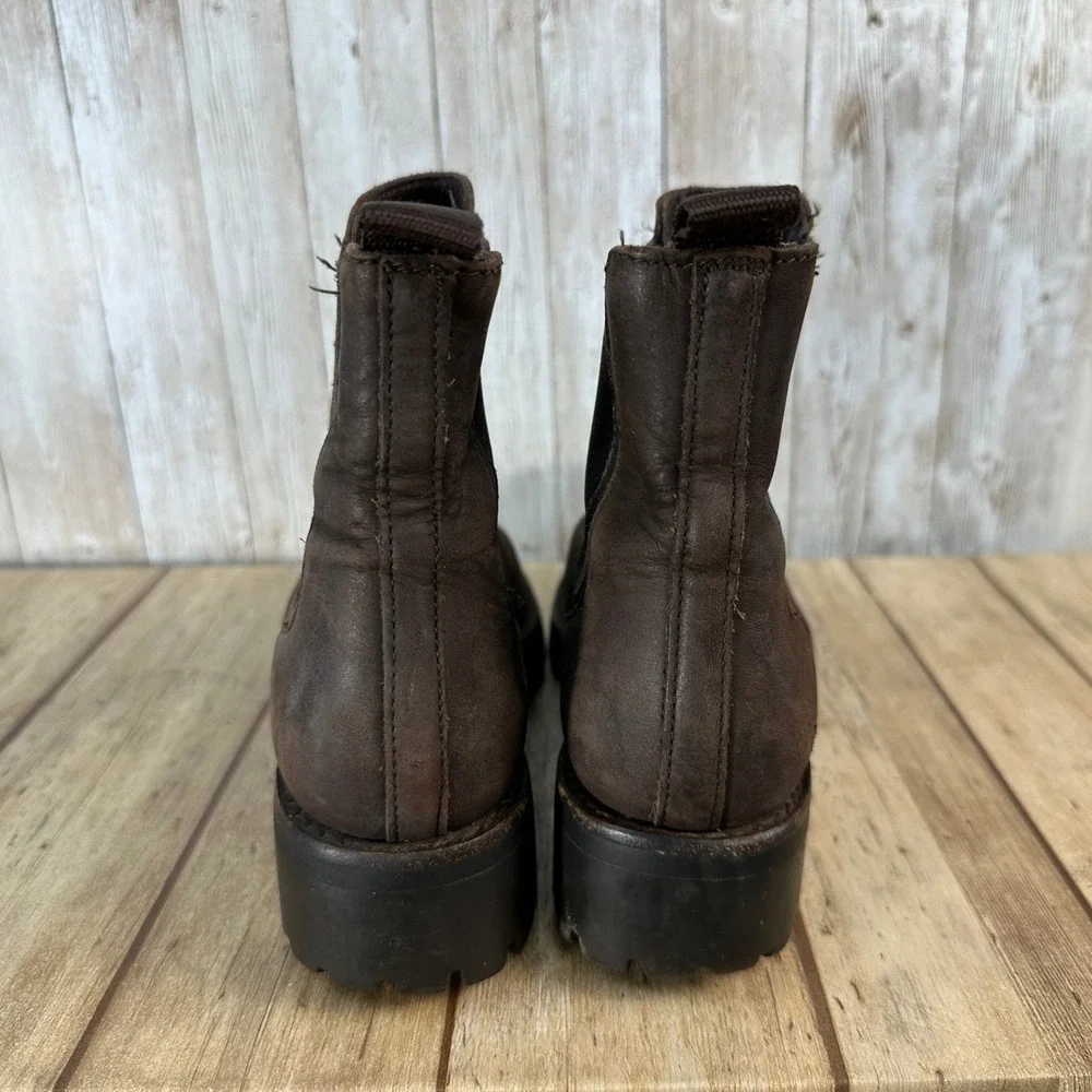 Thursday Everyday‎ Leather Brown Ankle Boots Chelsea Lug Chunky Sole Size 5 US